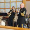 Army Air National Guard "Stardust Knights" combo providing music background in reception area.