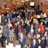 The reception area replete with guests “hangar flying”.