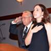 Honors Banquet chairman and “MC”, DAHF Secretary Maj.Gen.(Ret) Frank Ianni, during national anthem with singer Rebecca Donahey.
