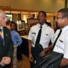 DAHF Inductee Dan Coons, founder of the Airways Science Program at  Delaware State University, "hangar flying" with his student graduates.