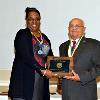 VP LeSans Alexander presents Harlan Durham with his DAHF medallion & plaque