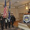 The Delaware Military Academy Color Guard posts the colors.